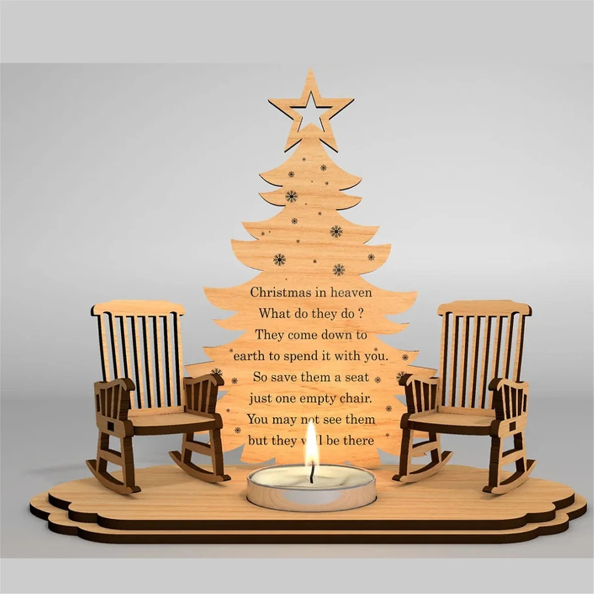 Christmas Remembrance Candle Holder to Remember Loved Wooden Rocking Chair Candle Holder Christmas in Heaven Memorial