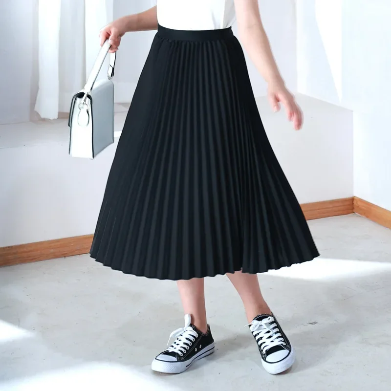 

Girls Chiffon Skirt Spring Summer New Children's Casual Elastic Waist Pleated Long Skirts Solid Color Kids Clothes