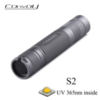 UV Flashlight Grey Convoy S2 365nm UV Torch Linterna Led 18650 Flash Light Ultraviolet Ultra Violet Lamp