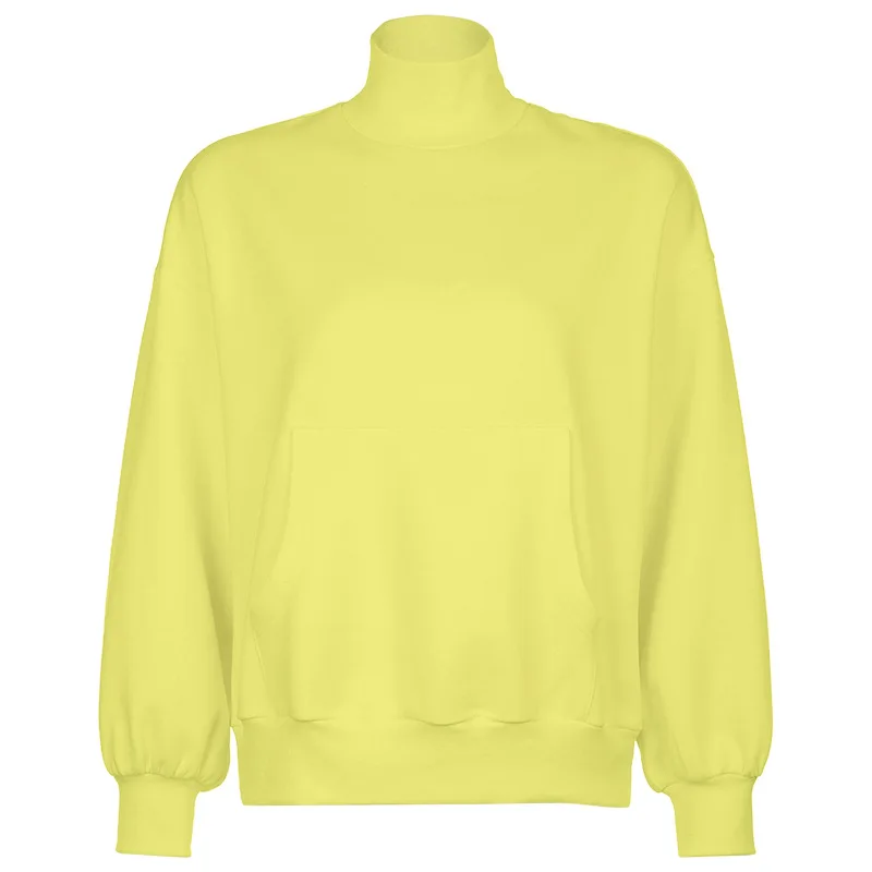 Autumn and Winter  All-match Solid Color High-neck Best All-match Top Fashion Casual Short Outfits Collocation