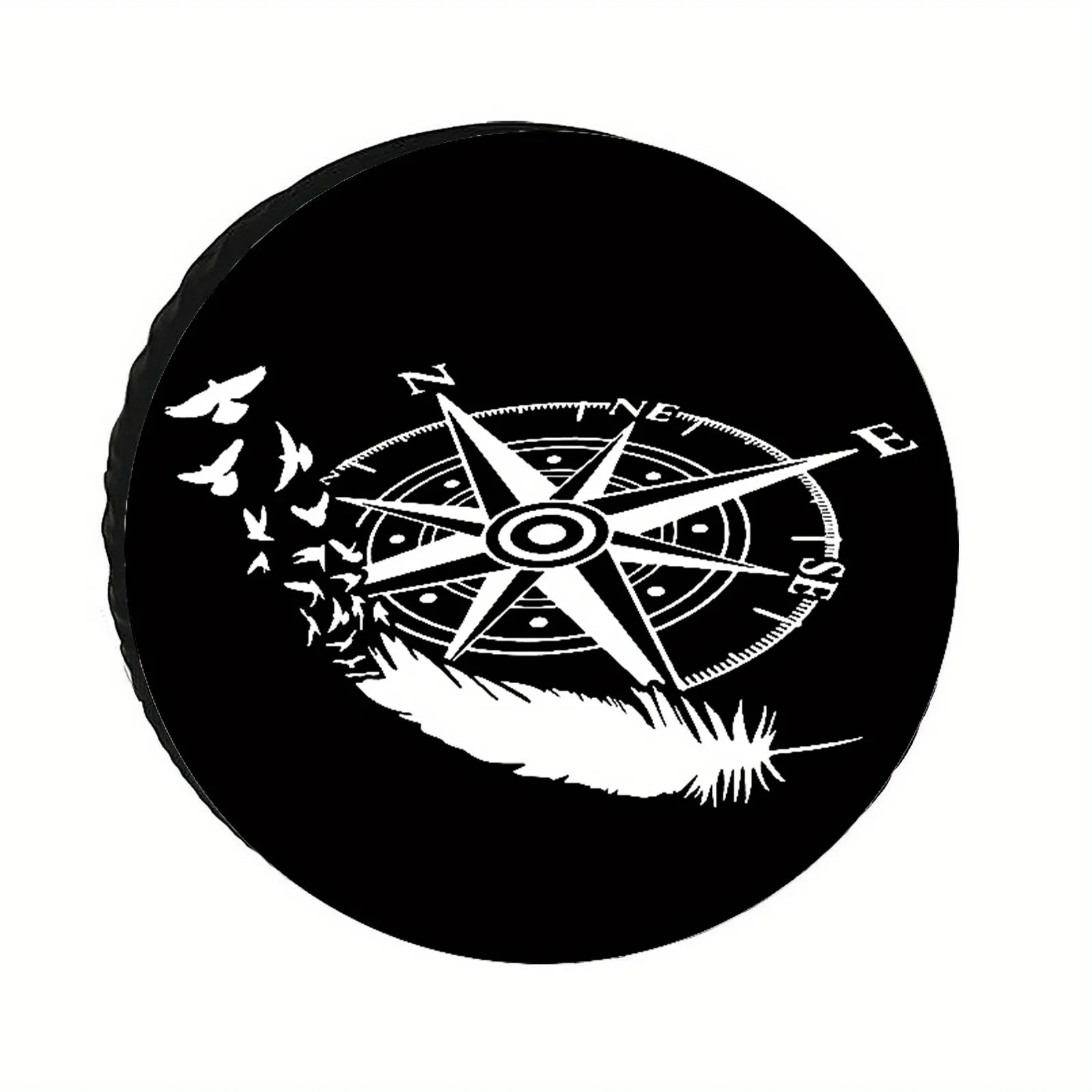 Feather Compass Spare Tire Cover Durable Waterproof Polyester Universal Fit SUV RV