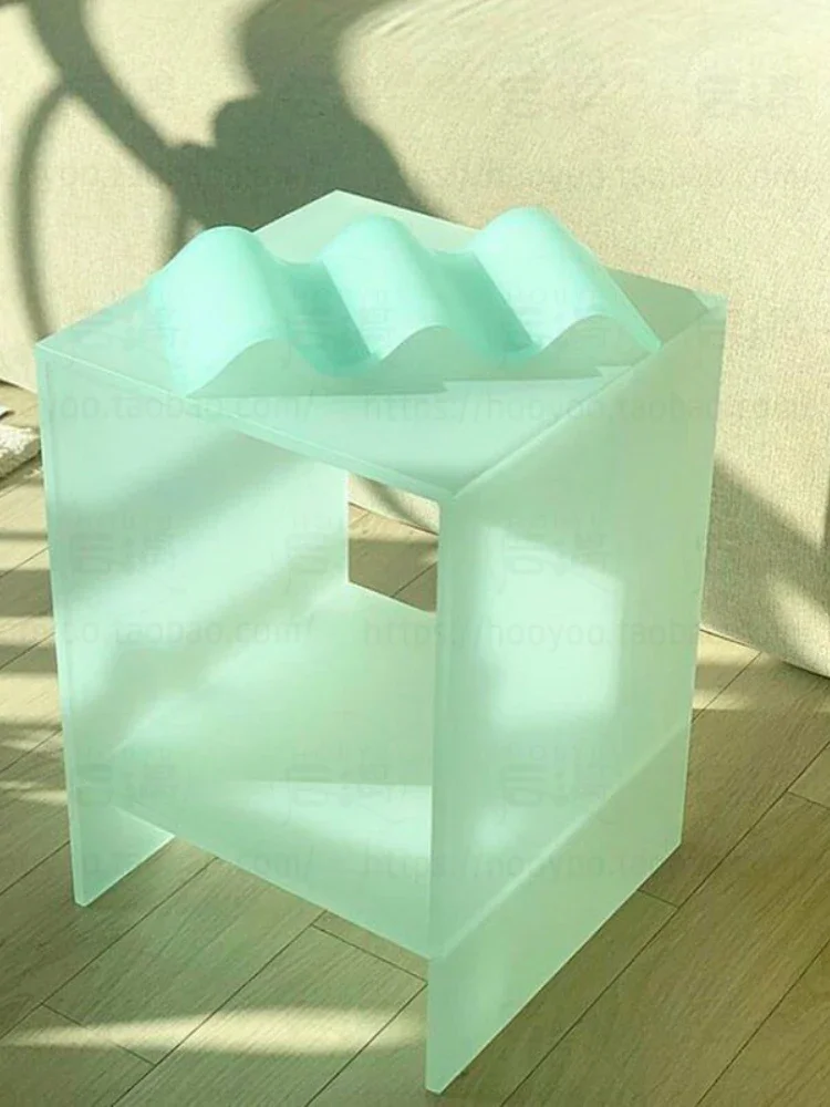 Transparent Side Table Studio Personalized Custom Small Apartment Balcony Tea Table Shaped Frosted Corner Table