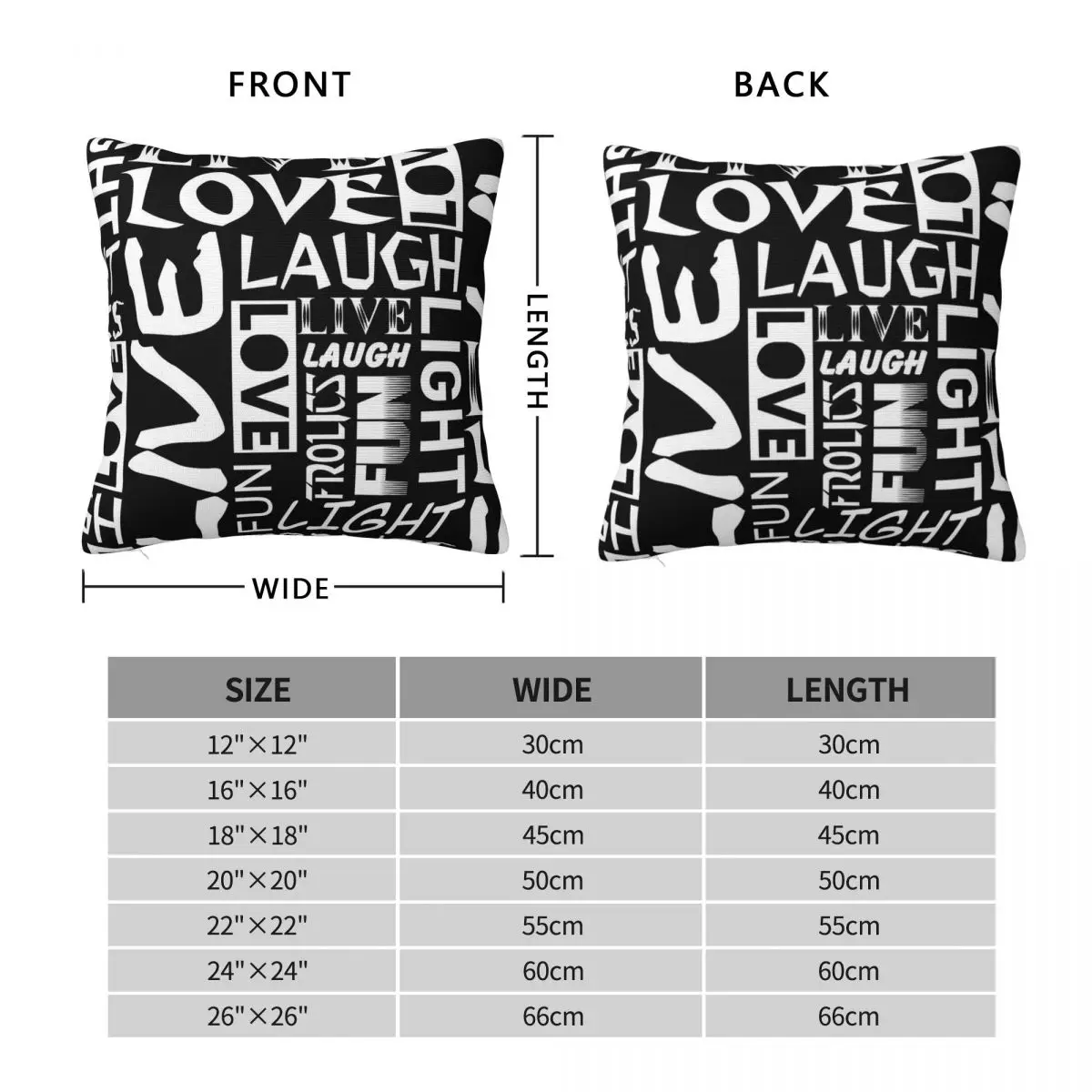 Live Love Laugh Casual Pillowcase Polyester Linen Velvet Printed Zip Decorative Pillow Case Sofa Seater Cushion Cover