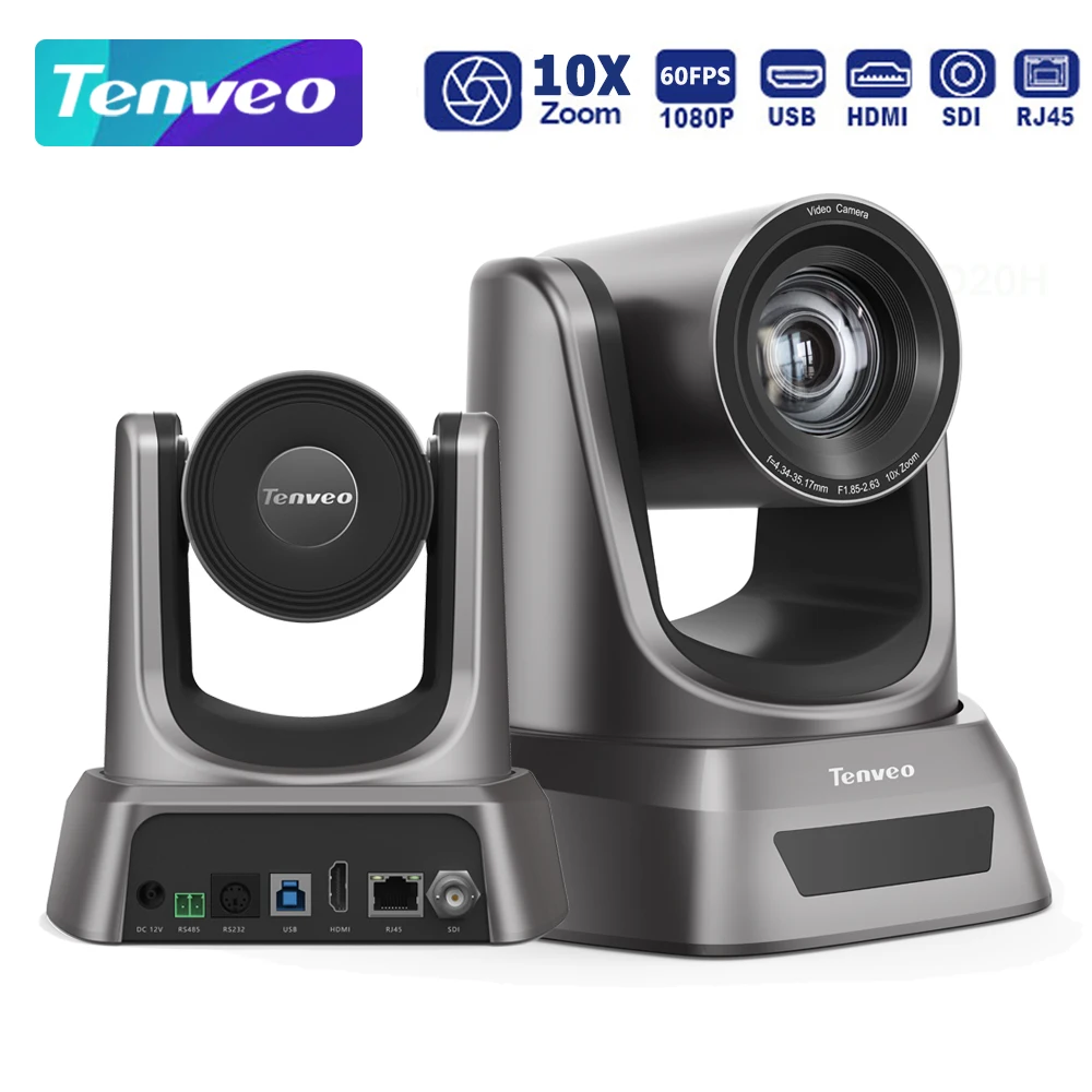 TENVEO NV10A 10X Zoom HDMI PTZ Camera IP Live Streaming SDI USB 1080P 60fps PoE Support for Church Services Worship Education