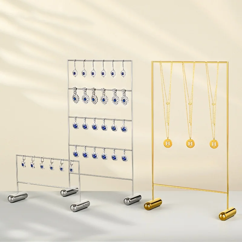 

Luxury-luxurious Style Metal Stud Earrings Display Stand Necklace Storage Rack Jewelry Photography Props