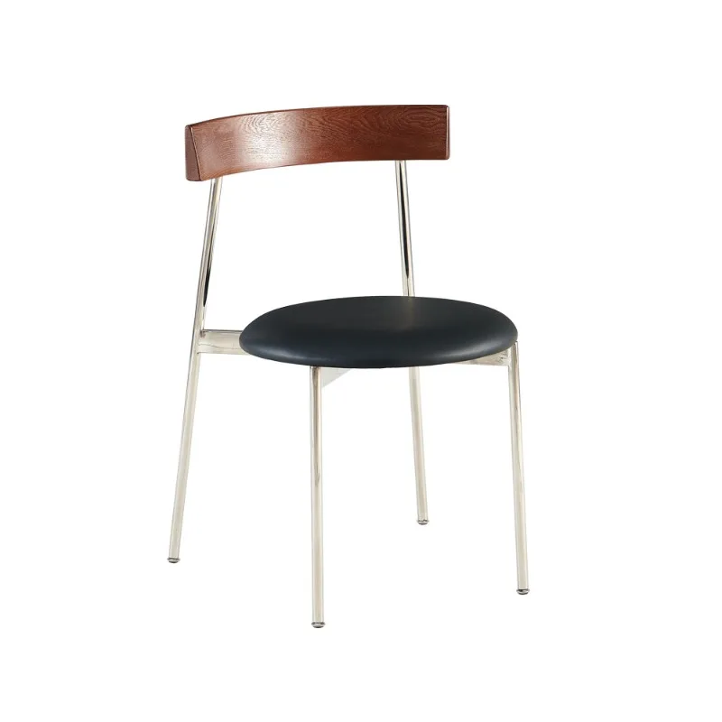 Solid wood back chair household stainless steel dining chair can be stacked new Chinese dining table and chairs