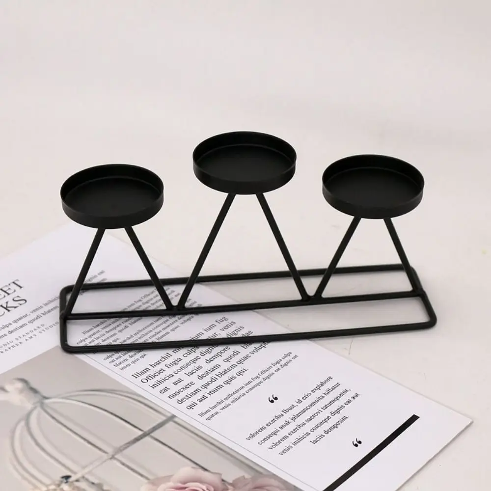 Heat-resistant Three-head Candlestick Stand Rust-proof Unique Nordic Candle Holder Durable Geometric Dining Candle Dinner Holder