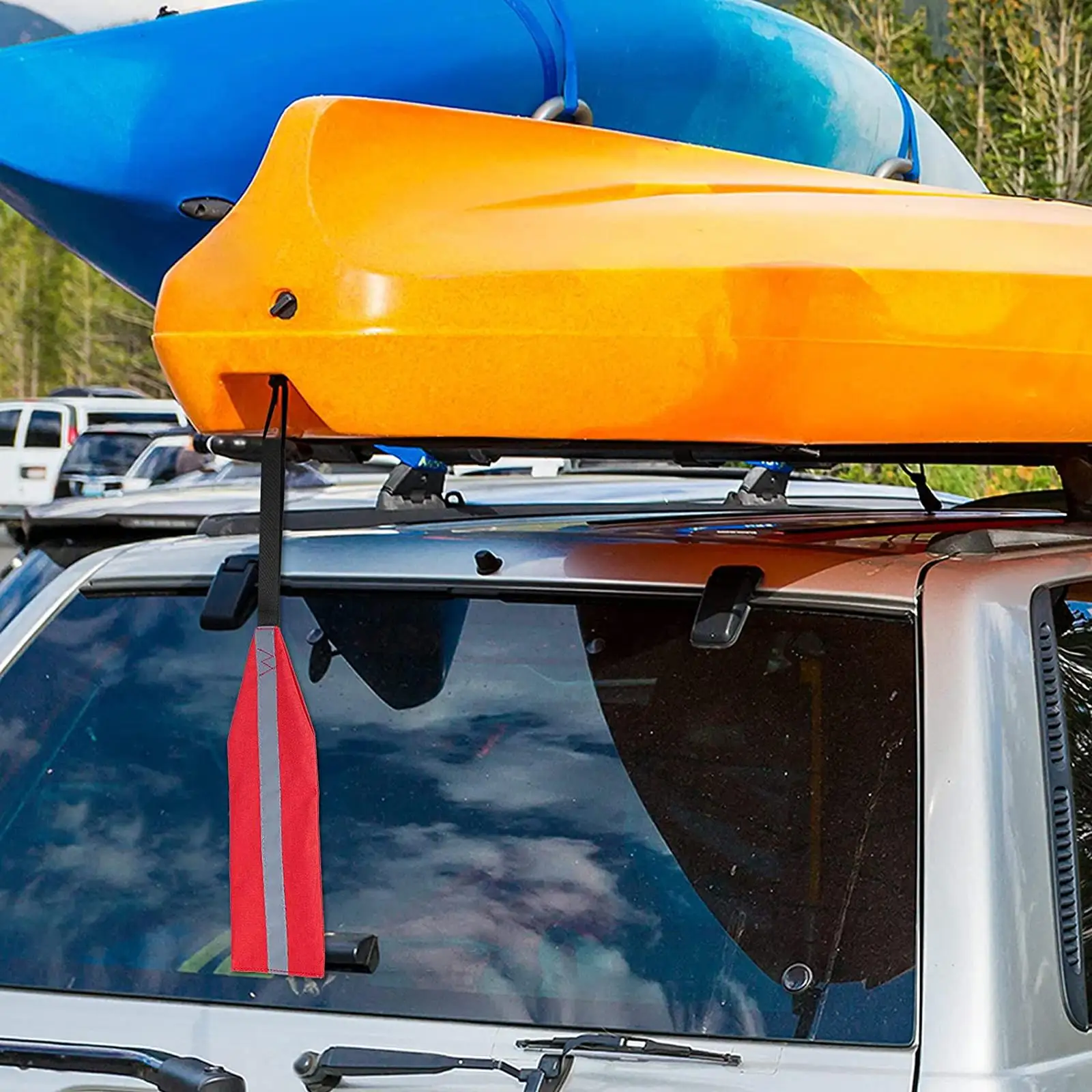 علم تحذير لمقطورة قماش أكسفورد مع حزام معلق ومؤشر أمان كاياك لسلامة قارب سحب يخت الزورق #3