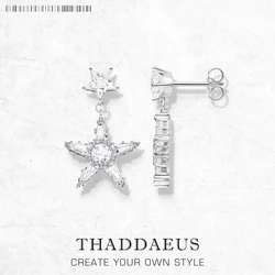 Earring White Stars Shine Trendy Women Gift High Quality 925 Sterling Silver Fashion Jewelry