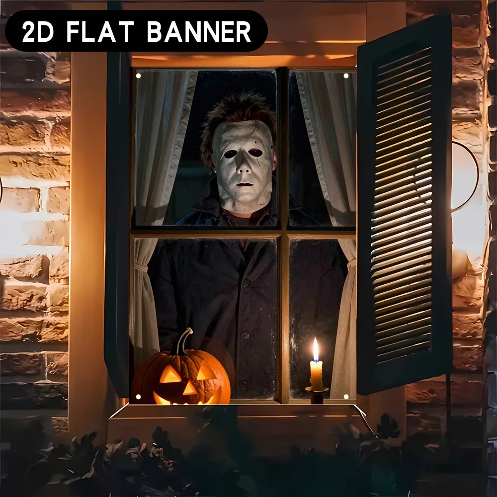 Halloween Hexen-Fenstervorhang Banner Horror-Thema Geisterhaus Bar Party Deko Fotokulisse Feiertags-Horror-Requisite – Detail 2