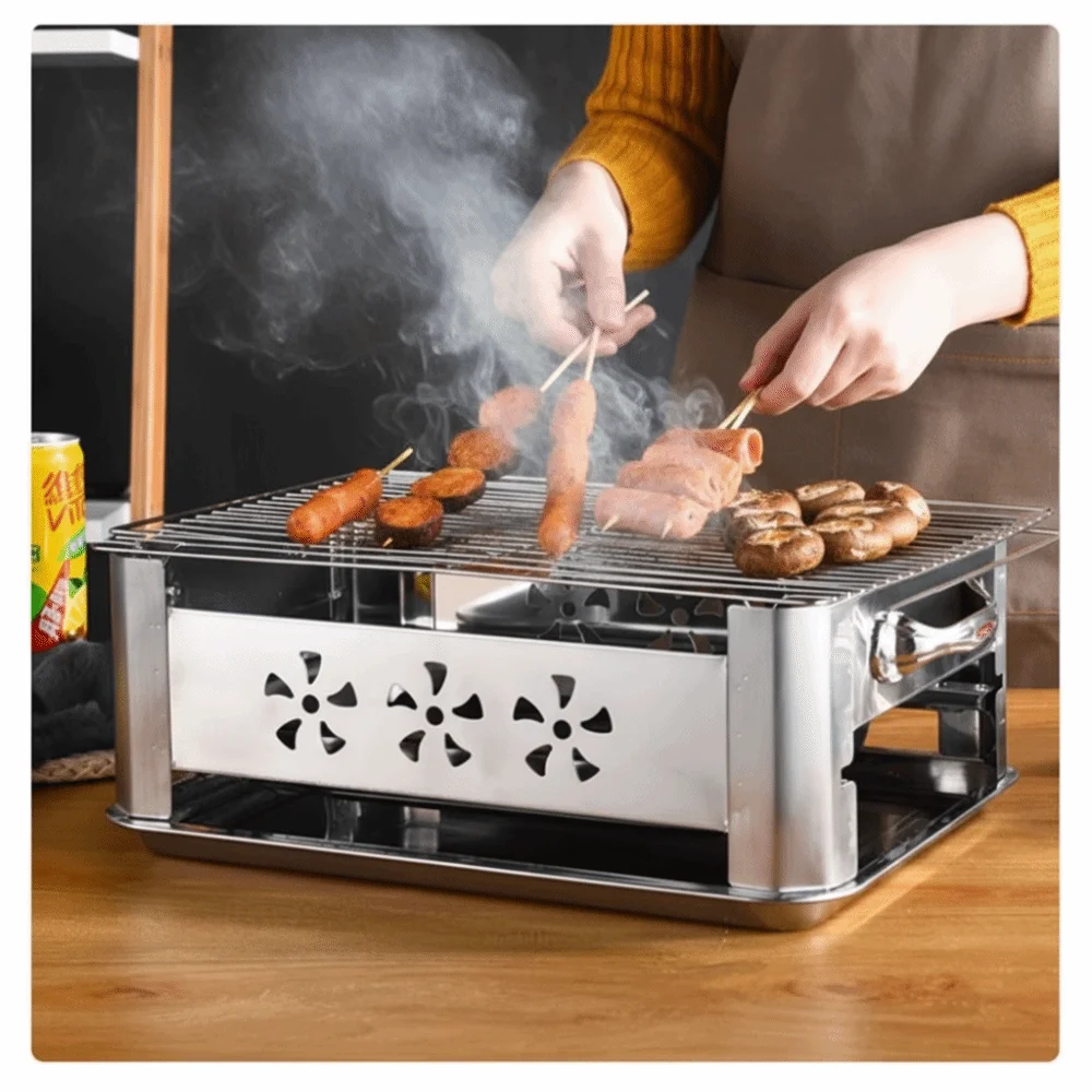 

Stainless Steel Rectangular Fish Grill Heavy-Duty Rectangular Grilled Fish Stove Ventilated Thickened Grilled Fish Plate BBQ