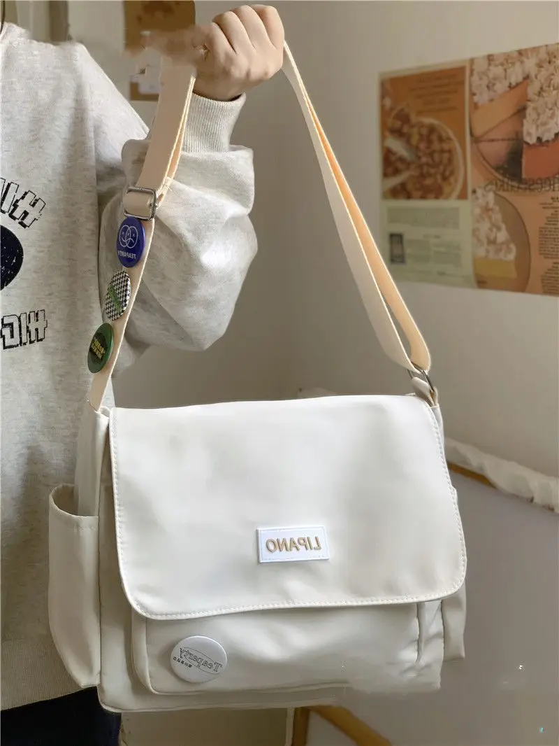 Üniversite öğrencileri için Vintage kanvas postacı çantası, okul ve iş için rahat omuzdan askili çanta Crossbody çanta kadın çantası okul çantası