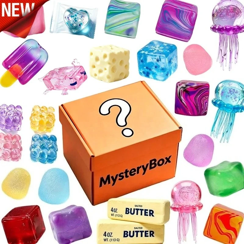   Boîte surprise agréable, cube anti-stress authentique en forme de soda, jouet souple à presser, jouet sensoriel mystère pour soulager le stress