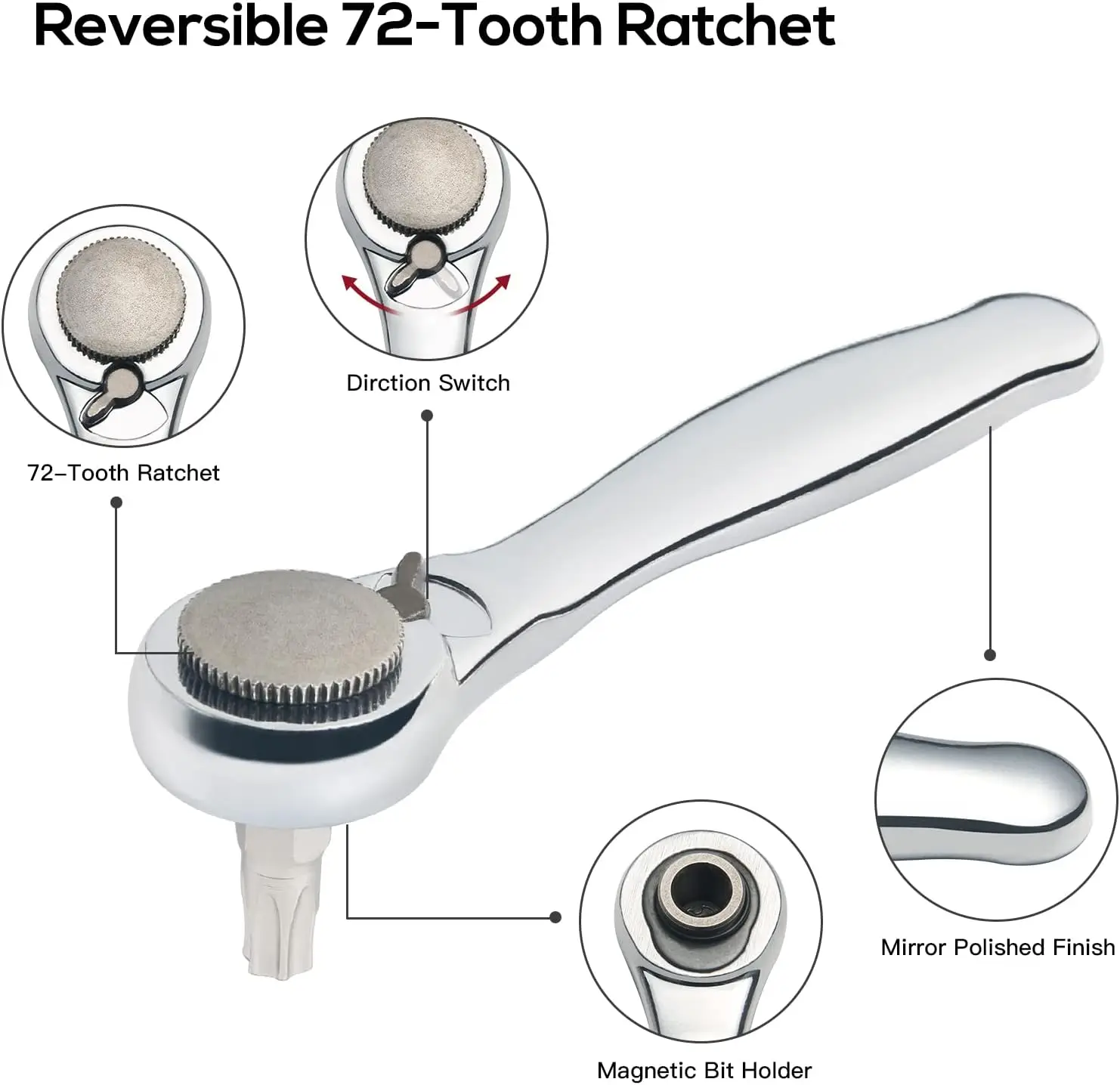 مجموعة سقاطة صغيرة 1/4 بوصة 28 قطعة، مقبس ومقبس متري، مفك براغي 72 سنًا، سقاطة منخفضة المستوى للمساحات الضيقة #3