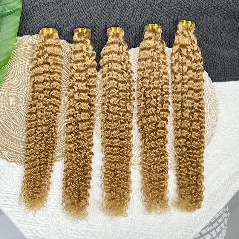 

15A #27 Colored Bundles Deep Curly Bundles 100% Raw Virgin Human Hair Extensions Blonde Vietnamese Human Hair Bouncy Curly