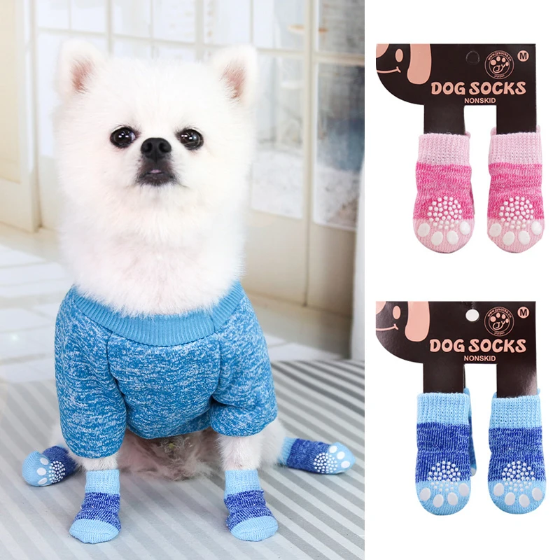 Lovely Warm Dog Shoes Soft Puppy Pet Knits Socks Cute Cartoon Anti Slip Skid Socks For Small Dogs Products S/M/L Puppy Dog Socks