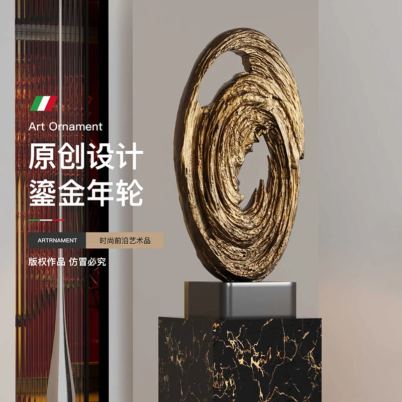 Home Decor Gilded Growth Ring Statue Modern Abstract Floor Decoration Creative Hotel Decor Sculpture Ornaments Housewarming Gift