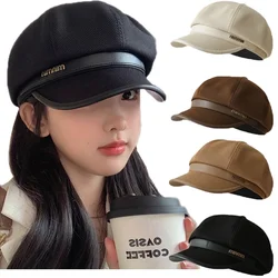 Autumn Winter Hats for Women Solid Plain Octagonal Newsboy Cap Men Ladies Casual Wool Hat Winter Beret Women Painter Caps