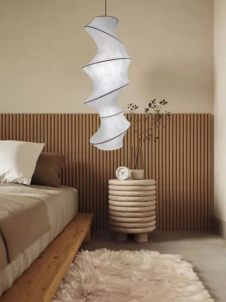 

Japanese Wabi Sabi Style Silk Pendant Lamp Designer Bedroom Lamp Creative Homestay Zen Living Room Tea Room Bar Lighting