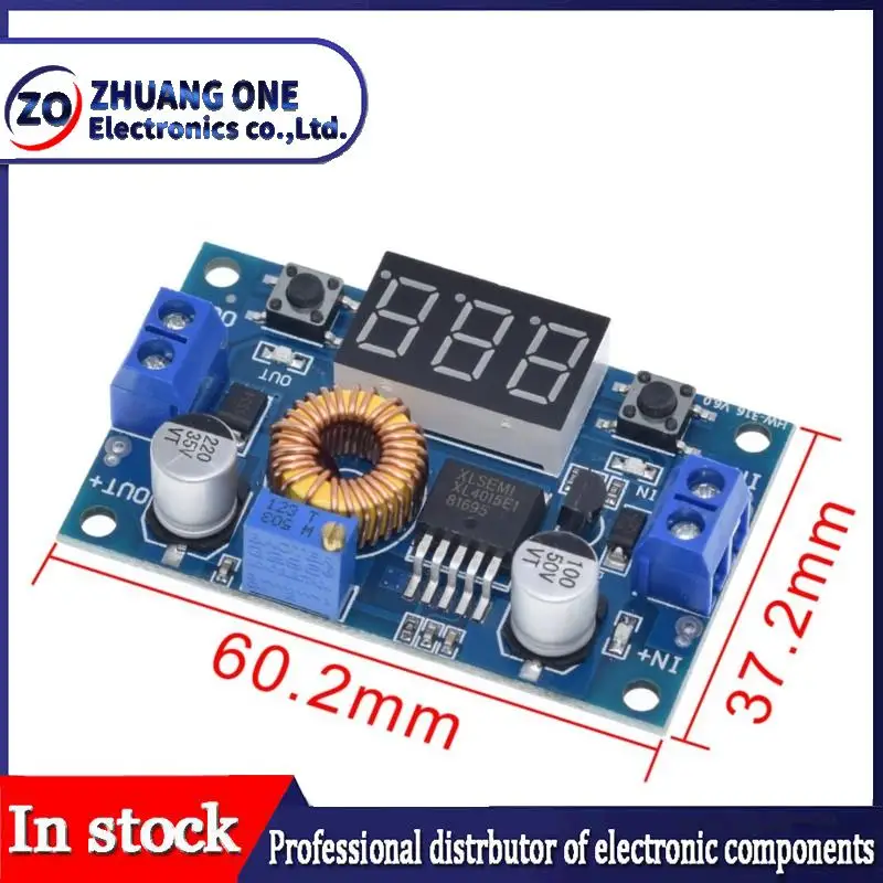 XL4015 High power 5A 75W DC-DC Adjustable Step-down Charger Module Step Down Buck Converter LED Driver with Red Voltmeter