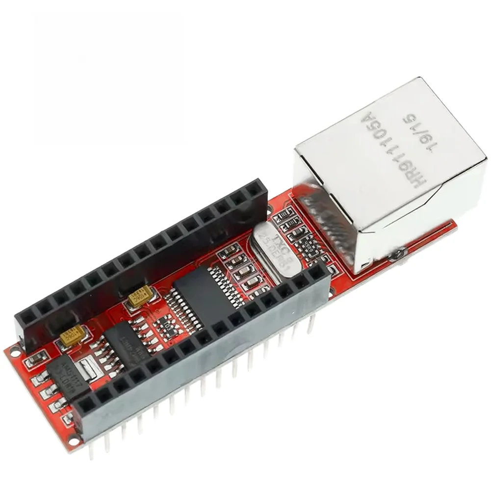 For NANO Compatible For ENC28J60 Ethernet Shield V1.0 Network Expansion Board 63x18x15mm PCB with HR911105A Ethernet Port