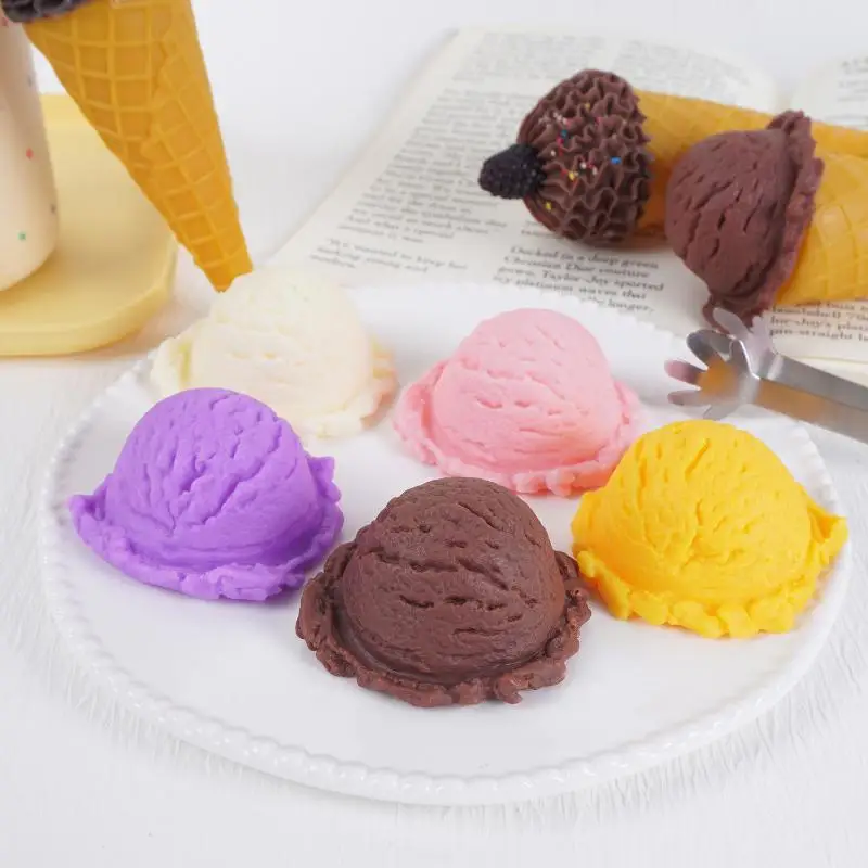 Simulation Ice Cream Ball Model Fake Sweet Cone Dessert Shop Lifelike Decor Photography Props Display Fake Food Model Ornament