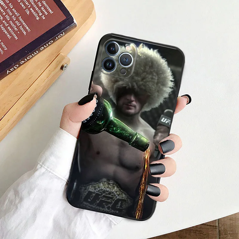 Black Soft Phone Case for Apple iphone 16 15 14 13 12 Mini XS 11 Pro Max XR 7 8 Plus X 16ProMax KHabib Nurmagomedov Boxing Cover