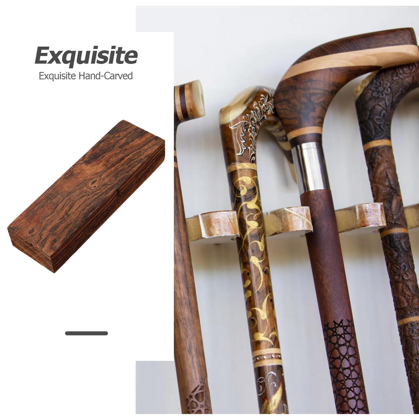 

Golden Sandalwood Handles Crutches Accessories Light Brown Wood Blank Carving Block Craft Material DIY Wooden Texture Blank