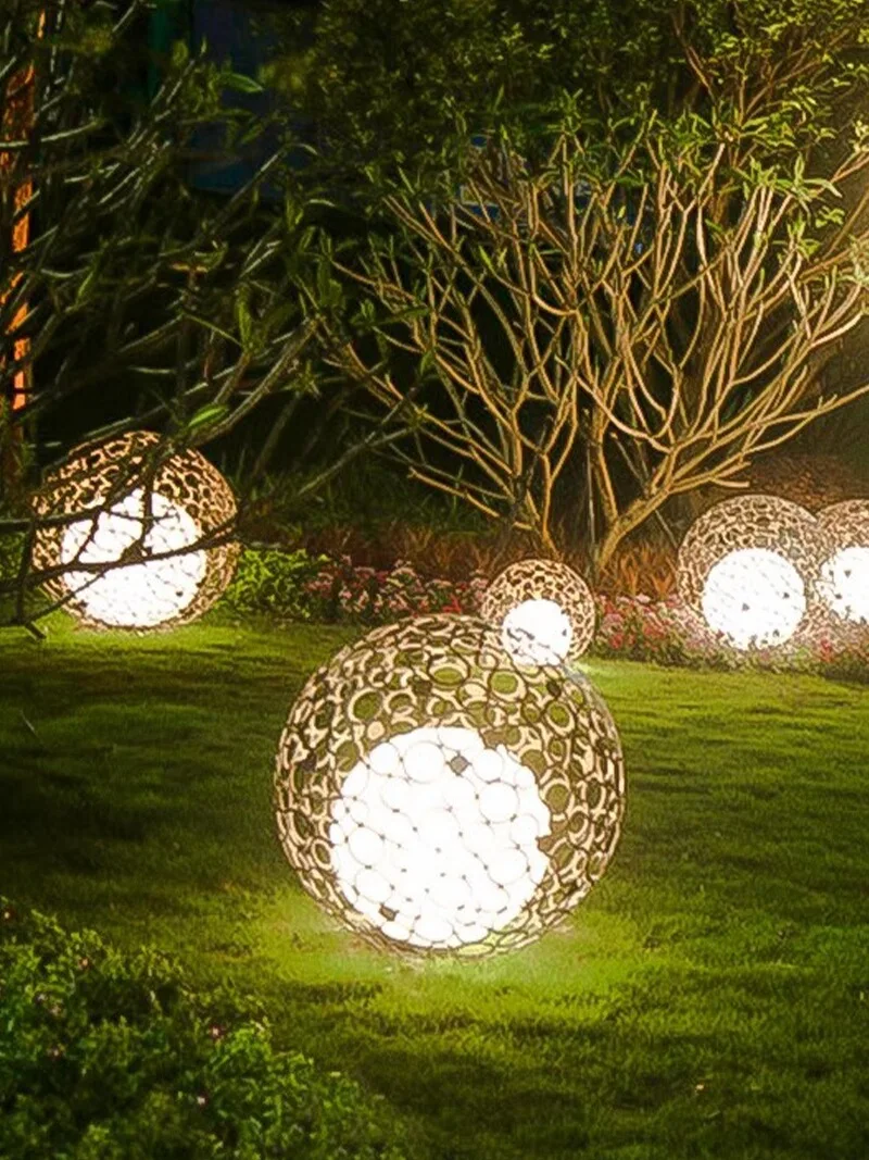 Luminous hollow ball lamp floor lamp outdoor dandelion lamp courtyard park square lawn creative landscape spherical