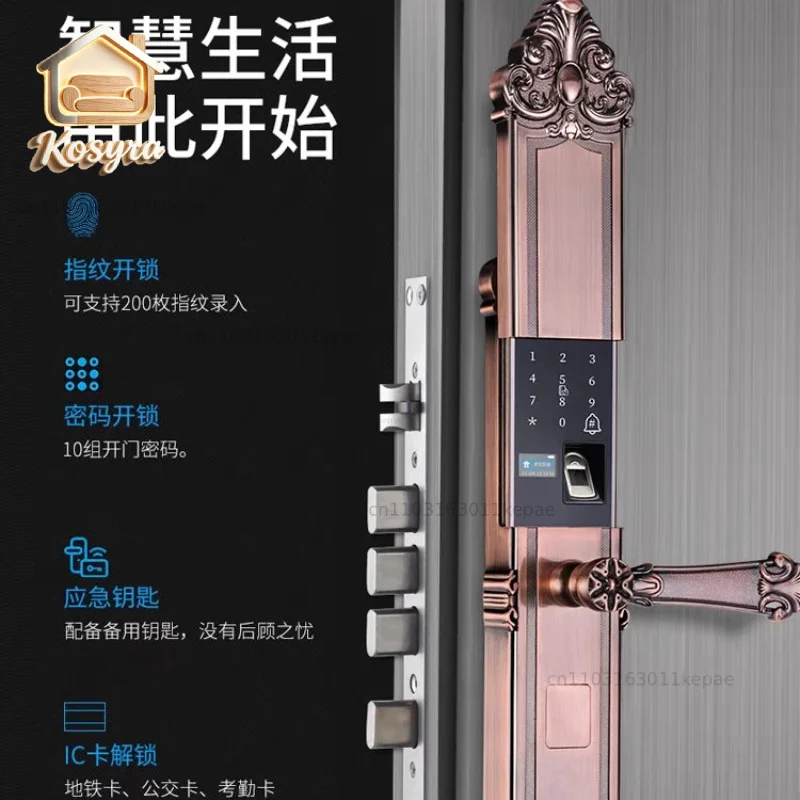 High-end Villa Door Fingerprint Lock Household Anti-theft Double Door Password Lock European High-end Home Copper Door