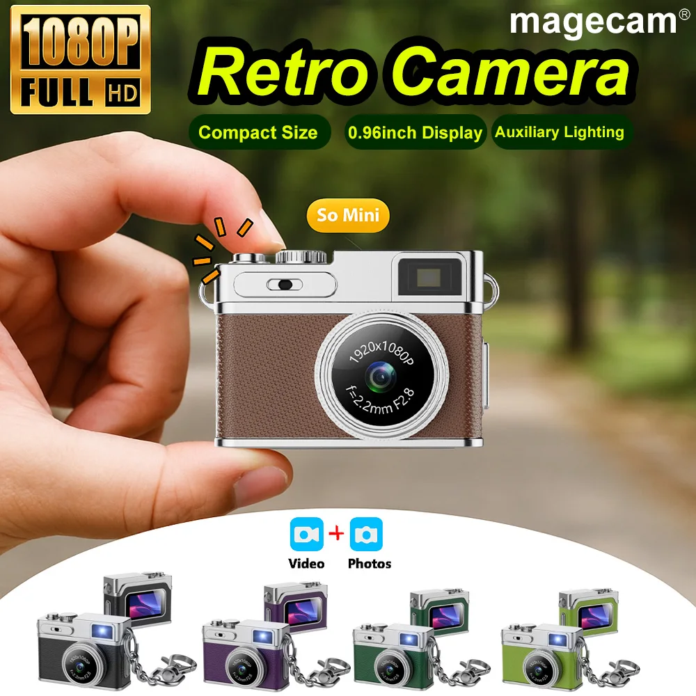 Magecam Retro Digital Camera 1080P Video Recorder LED Fill Light 0.96 Inch IPS Screen Portable Mini Digital Camera