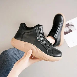 أحذية نسائية 35-43 أحذية كاجوال بيضاء سميكة للطلاب أحذية قصيرة جلدية ناعمة ملابس صيفية أعلى 6 مبيعات للأحذية المحاصيل - رقم 6