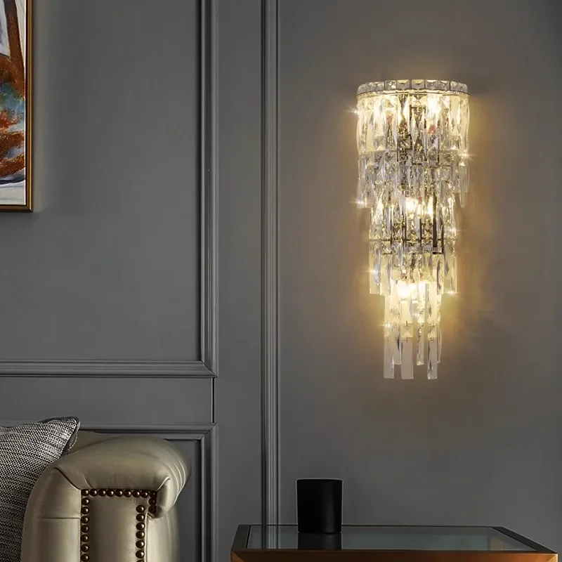 

Modern Crystal Wall Lamp Indoor Corridor Wall Light for Bedroom Bedside Living Room Decoration LED Sconce Lamp Bathroom