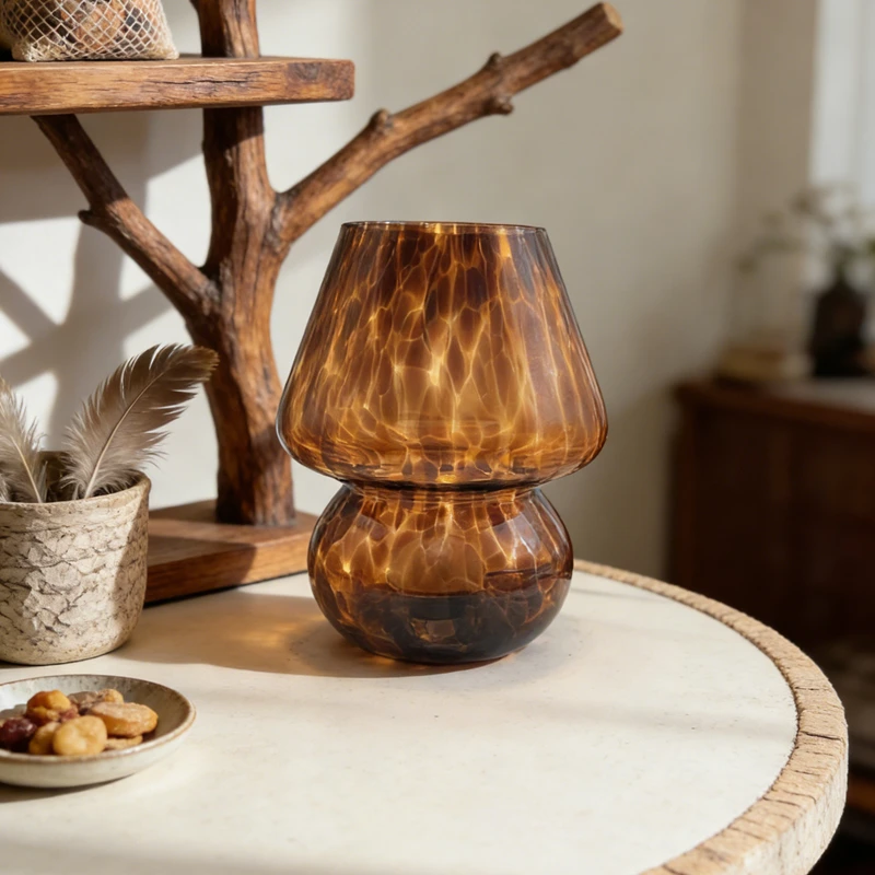 

Korean Mid-Century Mushroom Glass Table Lamp Ins Style Clothing Store Homestay Study Bedroom Bedside Sleep Ambient Decor Lamp