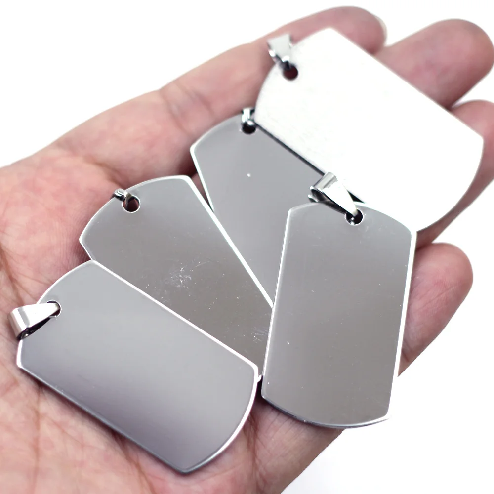 50Pcs Pendants Rectangle Blank Smooth Stamping Tags Stainless Steel Silver Tone Jewelry DIY Finding Charms 5x2.4cm(2