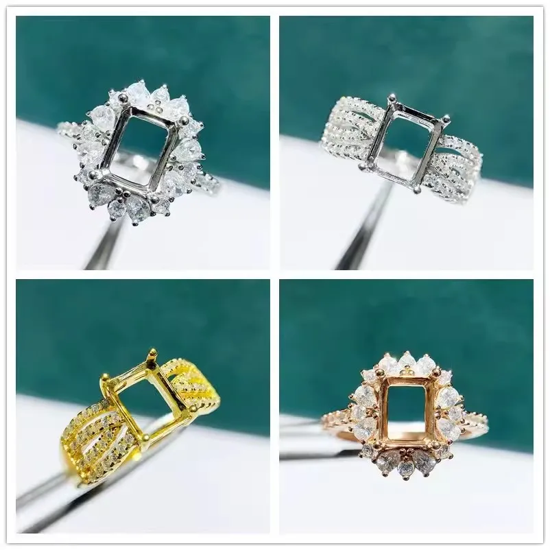 

MeiBaPJ 3 цвета 6*8, прямоугольный камень, искусственный Серебряный держатель, DIY пустая подставка для женщин, драгоценности