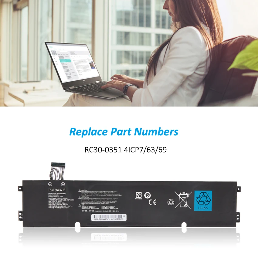 KingSener RZ09-0351 RC30-0351 Laptop Battery For Razer Blade 15 Base 2020 2021 RZ09-0369x RZ09-0351 9E11 Series Notebook 60.8WH