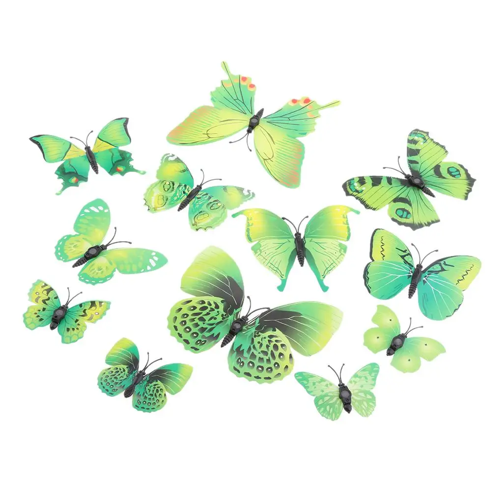 3x 12 Pieces 3D Butterfly-shaped Plastic Stickers Art Mural Decals