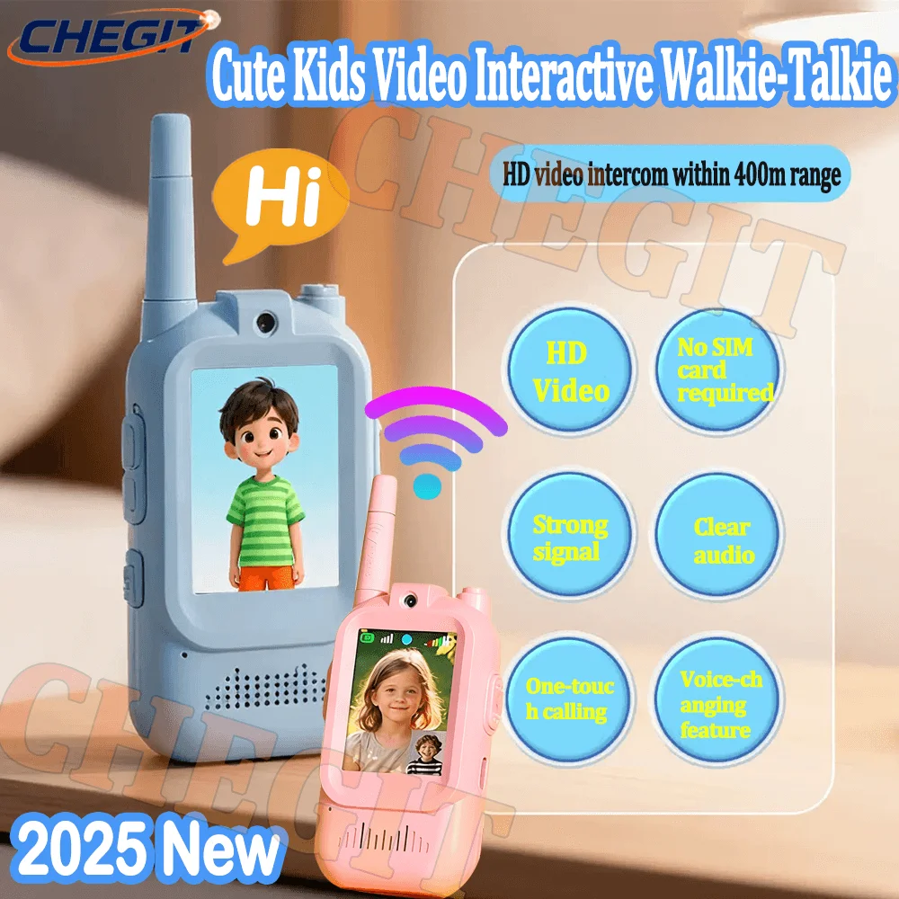 

2PCS 2.0inch Screen 2025 NEW Walkie Talkies for Kids Real-Time Video Voice Changer Chat Christmas Halloween Gifts for Boys Girls