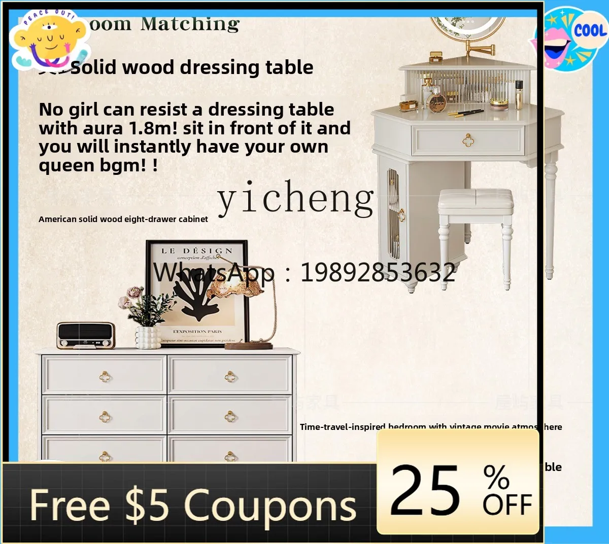 

AB Corner Dressing Table Bedside Cabinet Integrated Small Apartment Mini Makeup Table