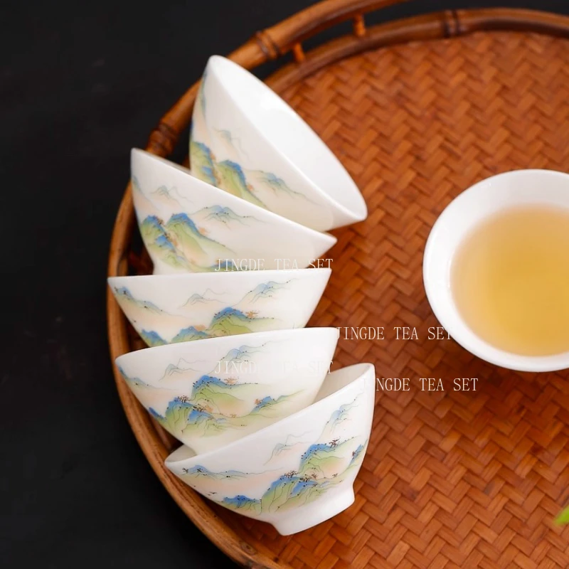 1pcs Dehua White Porcelain Kung Fu Tea Cup Sheep Fat Jade Bucket Hat Cup Household Ceramic Tea Cup Chinese Style Tea Cups