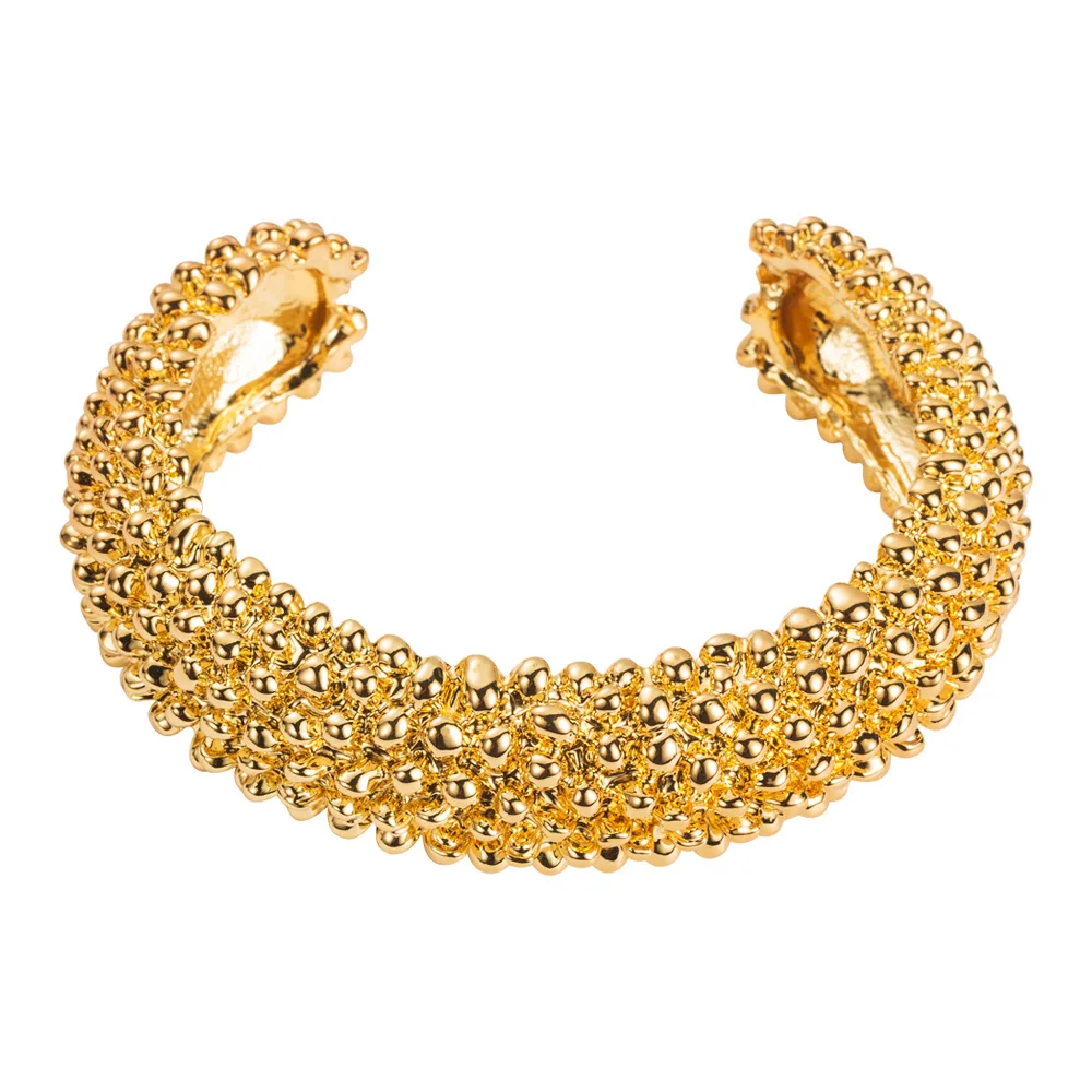 Design Retro Metal Spiral Ball Open-Ended Female Gold Luxury Advanced Bracelet Accessory