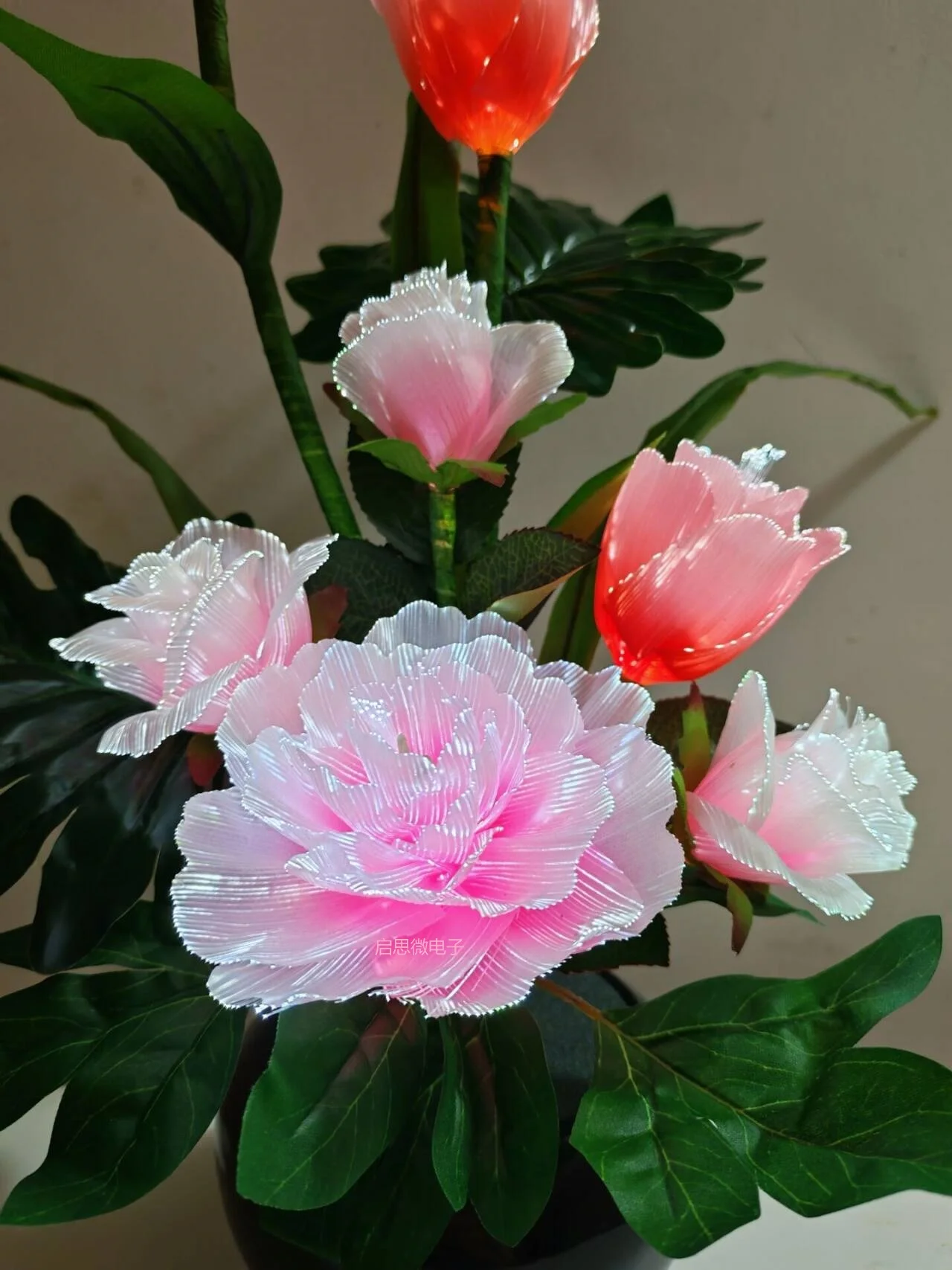 Led Ambient Light Pink Rose Silk Peony Tulip Lamp  Artificial Flowers Lamp Fake Flowers for Home Party Shop Bar Decoration