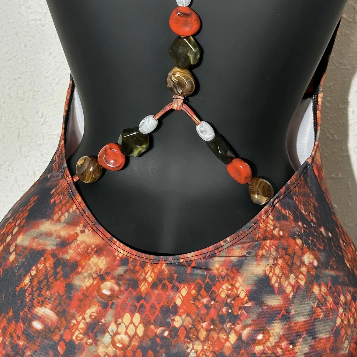 2026 New Women Halter One‑Piece Swimsuit Snake Print Cowl Neck High Cut Tummy Control Monokini Summer Beach Bathing Suit
