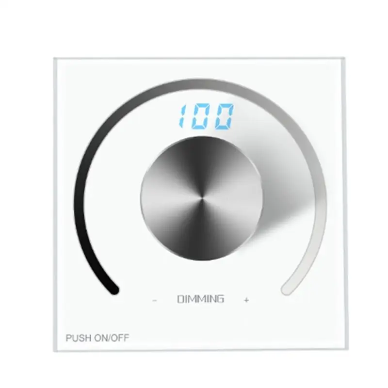 LED Strip Light Controller DC 12V-24V 5050 2835 Single Strip Dimmer Wall Panel Rotary Knob 0-100 Brightness Display