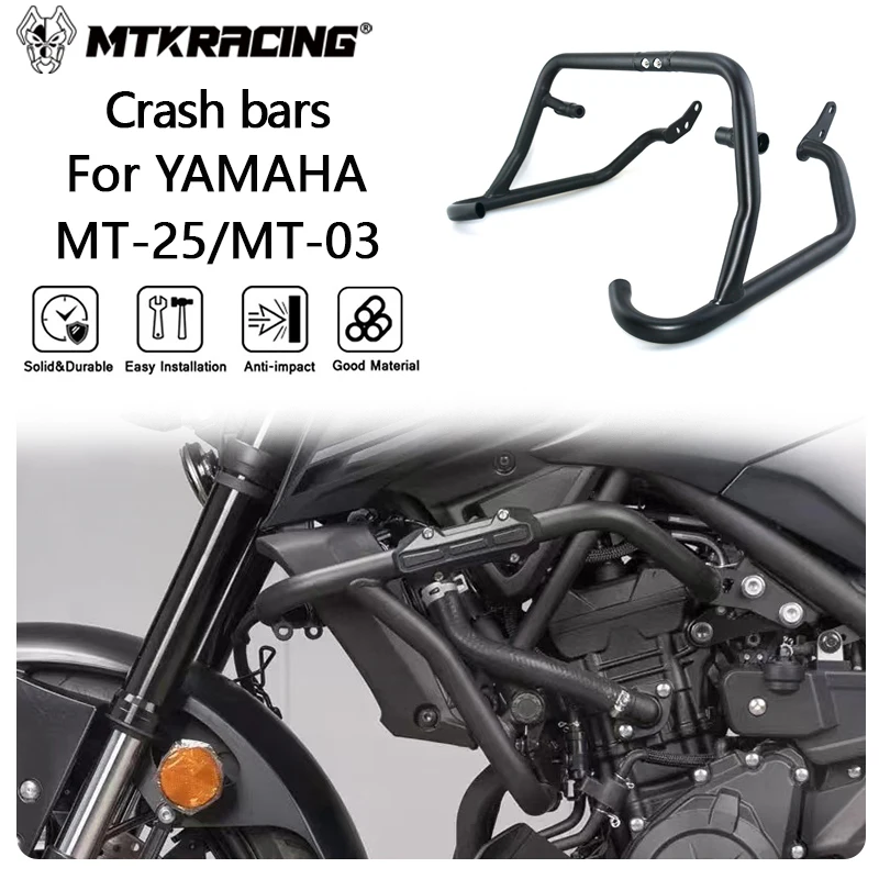 

MTKRACING Crash bars For YAMAHA MT-25/MT-03 2020-2024 Motorcycle Bumper Engine Guard Crash Bar Body Frame Protector