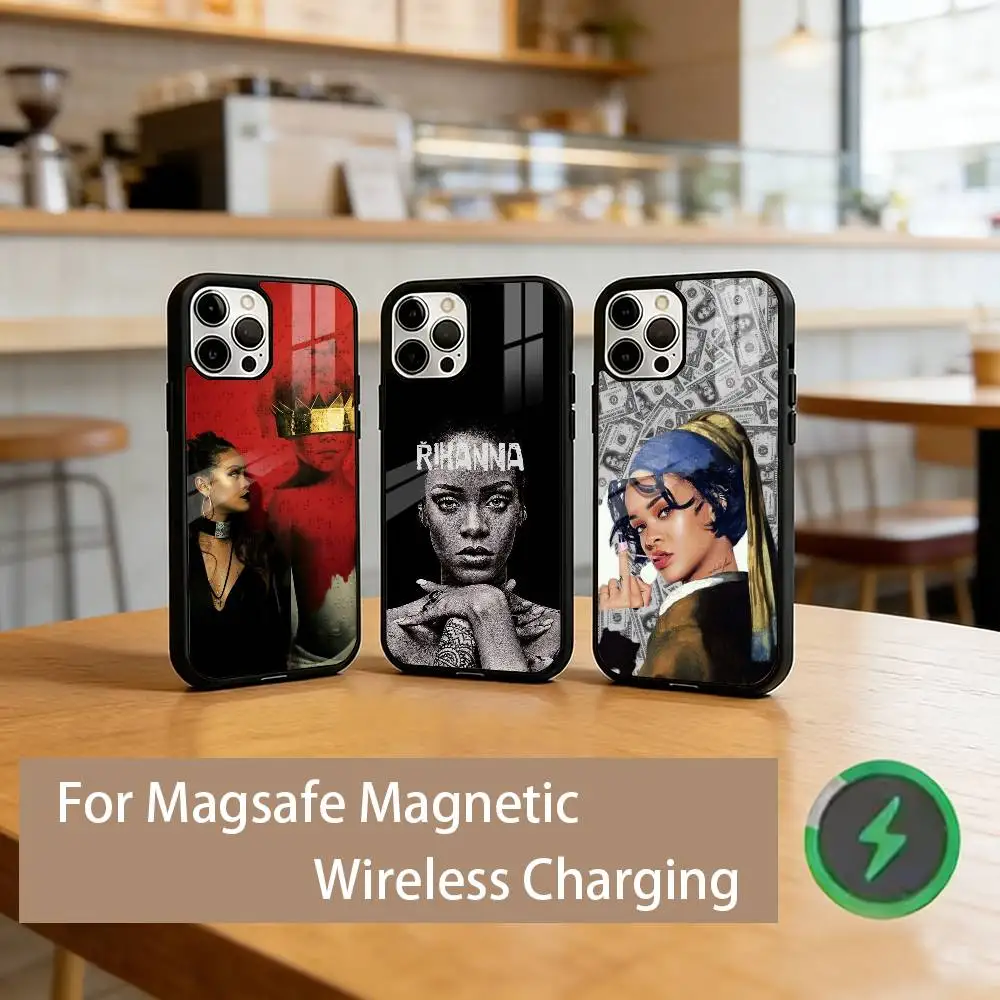 

R-Rihanna S-Singer Phone Case For iPhone17,16,15,14,13,12,11 Plus,Pro Magnetic For Magsafe Wireless Charging