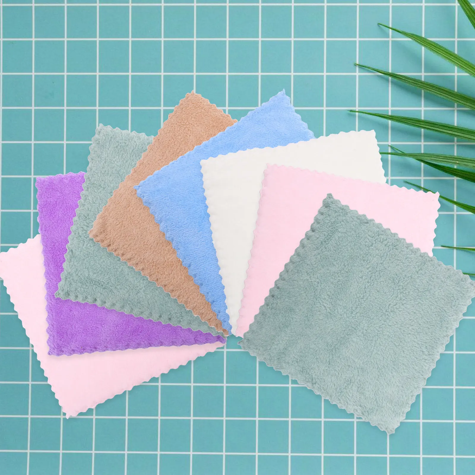 8Pcs Superfine Fiber Absorbent Small Towel for Hand Drying Tableware Cleaning Kitchen Bathroom Home Use Quick Dry Soft Texture
