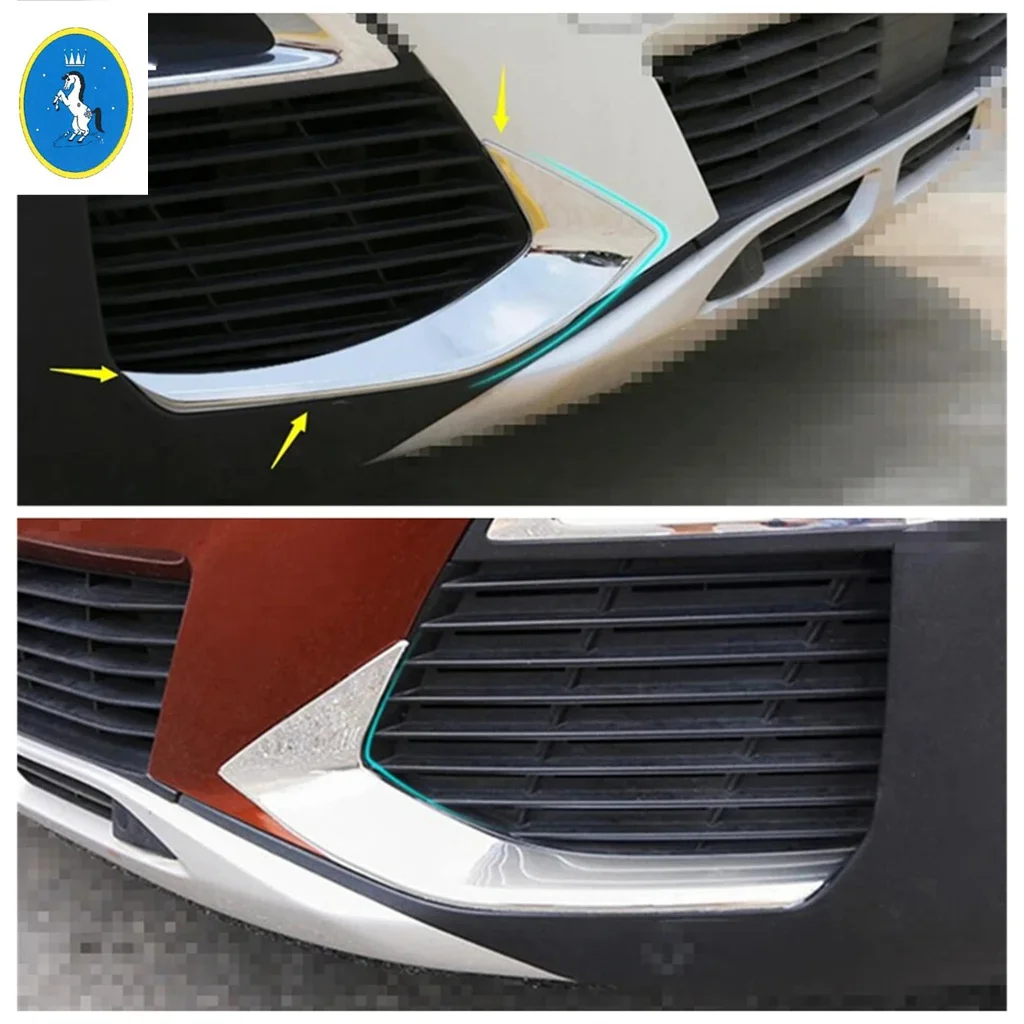 Car Front Head Fog Lights Lamp Eyebrow Cover Trim For Peugeot 3008 3008GT 2017 - 2020 ABS Chrome / Carbon Fiber Look Accessories