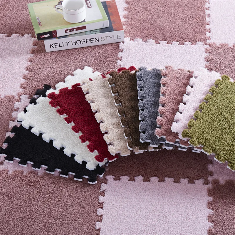 

10/20/30pcs Soft Plush Baby Floor Mat Splicing Carpet Plush Velvet Bedroom EVA Foam Carpet Rug Children Blanket Play Mats